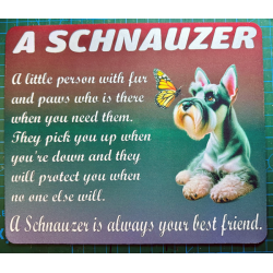 A Schnauzer Poem Mouse Mat Red and Green Background 